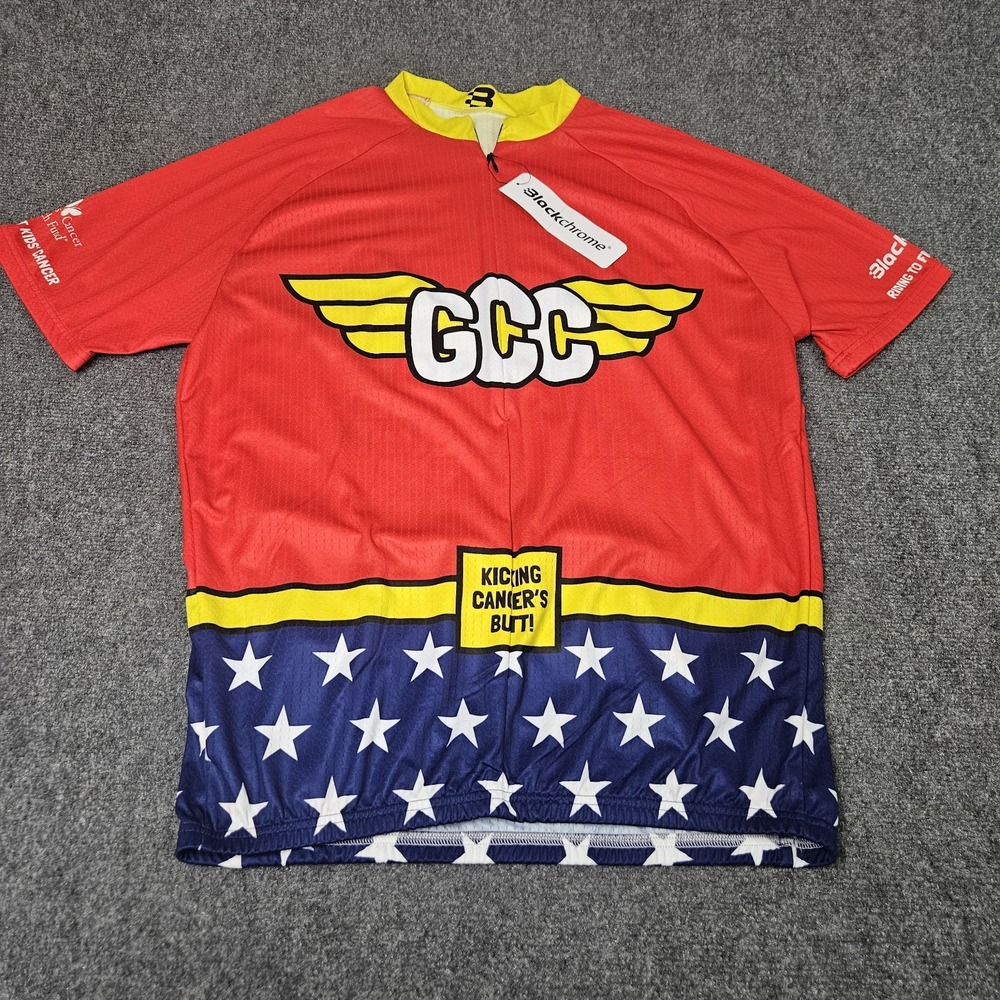 BlackChrome Cycling Jersey 3XL Red Yellow Bike Shirt Childhood Cancer Research